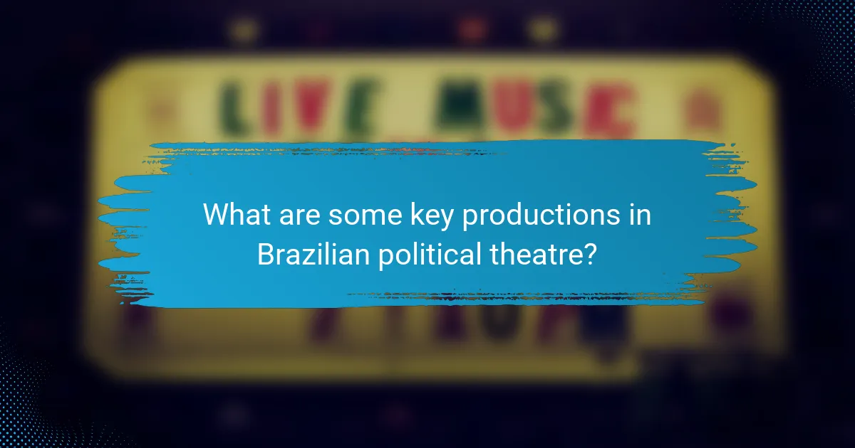 What are some key productions in Brazilian political theatre?